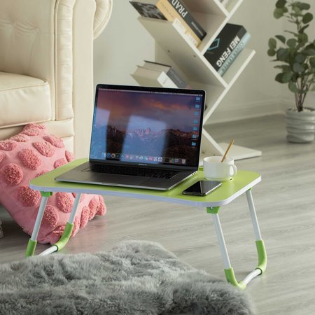 Basicwise Bed Tray Laptop Foldable Table, Kids Lap Desk Homework Table, Green QI003987.GN